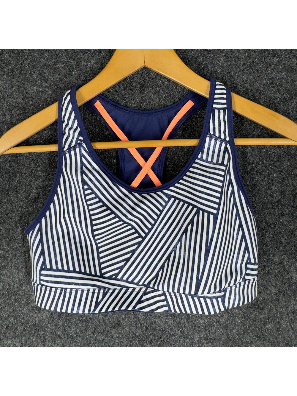 Unbranded Activewear Cropped Top Women M Medium Blue Striped Sleeveless Active